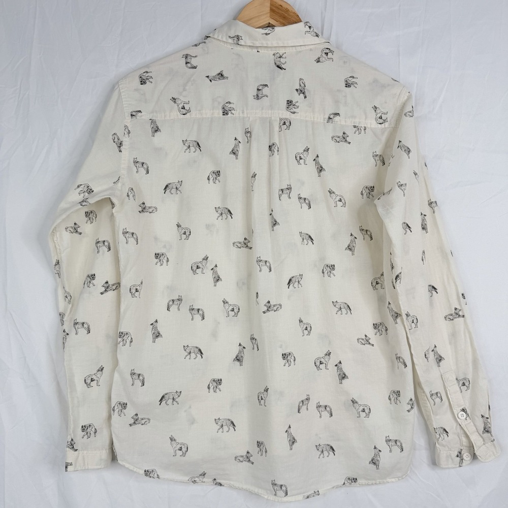 The North Face women Shirt All Over Print Wolves Wolf Nature SZ-S organic cotton - Picture 9 of 16